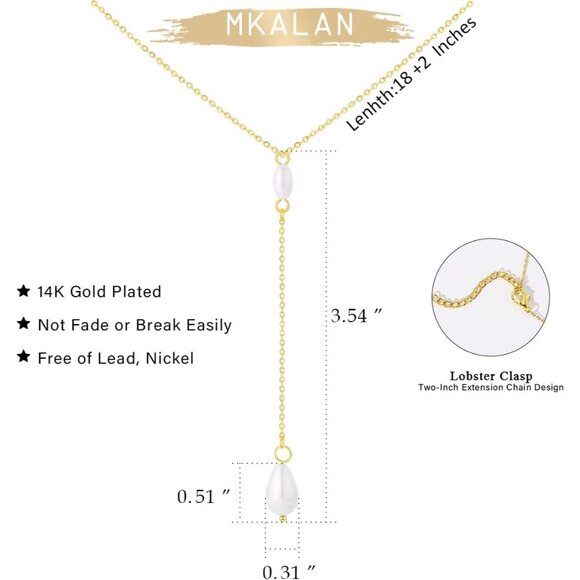 Pearl Necklaces for Women,14K Real Gold Plated Dainty Cute Pearl Necklace for Wo - Picture 5 of 8